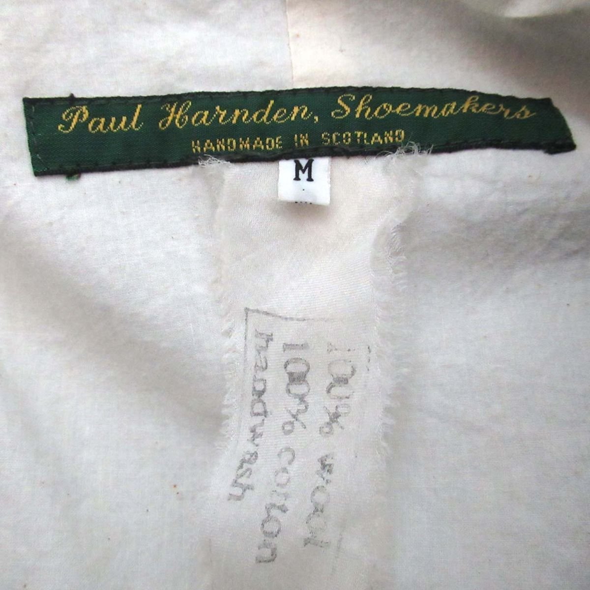 美品 Paul Harnden ポールハーデン チェック柄 段返り3B シングル ウール テーラードジャケット M カーキ系 C0102_画像5
