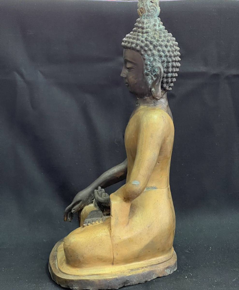 仏教美術品　銅仏　釈迦如来 坐像　仏教美術　骨董品　高さ約37㎝ 追加画像有　古美術　アート　工芸品　仏像　コレクション　コレクター_画像8