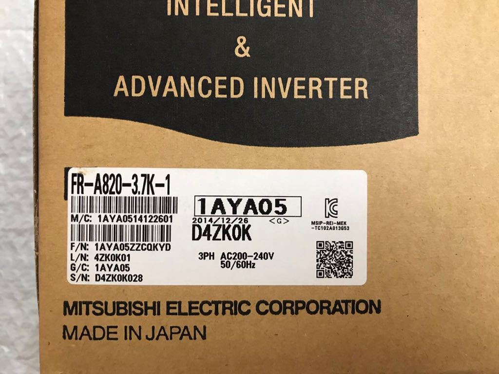新品未開封三菱電機 MITSUBISHI インバーター FR-A820-3 7K-1 動作保証
