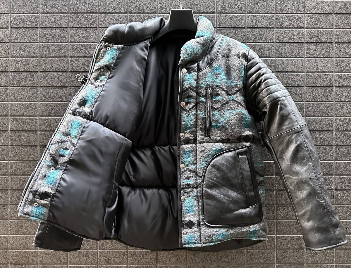 ゲリラ出品/送料無料 XLサイズ 牛革レザー×ネイティブ柄WOOL ゲリラ出品/送料無料 XLサイズ 牛革レザー×ネイティブ柄WOOL