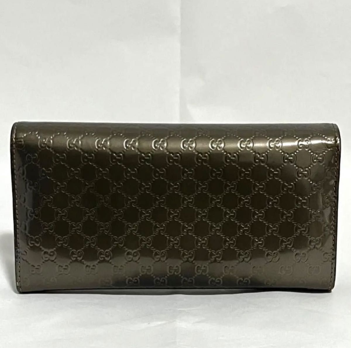 希少】GUCCI グッチ 長財布 折り財布 パテント マイクログッチシマ
