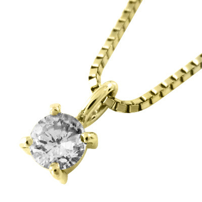 ネックレス ダイヤモンド 約3.3mm 1粒石 18金イエローゴールド 4月誕生石