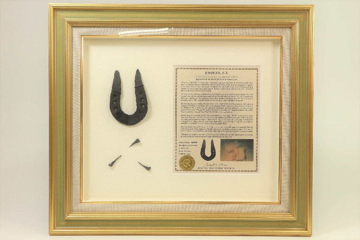 アメリカの海洋考古学者 ロバート・F・マークス 引上品 蹄鉄 額装品 アンティーク 番号100107 コレクション