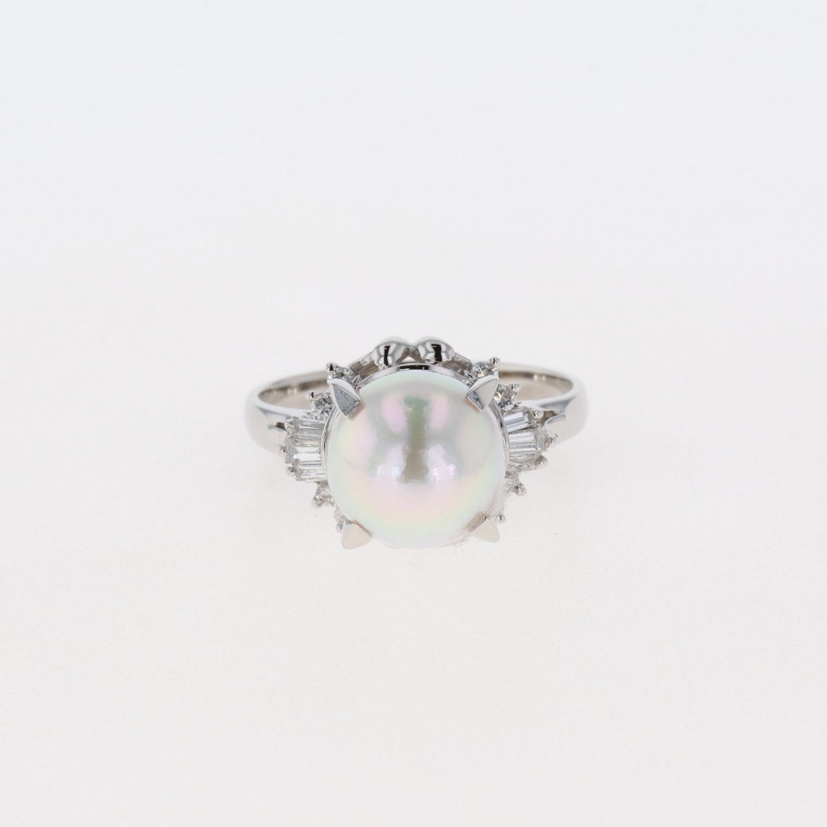 パール デザインリング プラチナ 指輪 メレダイヤ 真珠 リング 約14号 Pt900 パール ダイヤモンド レディース 