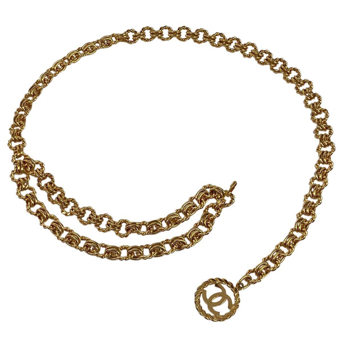 シャネル CHANEL ココマーク チェーン ベルト CCマーク 2連 GP