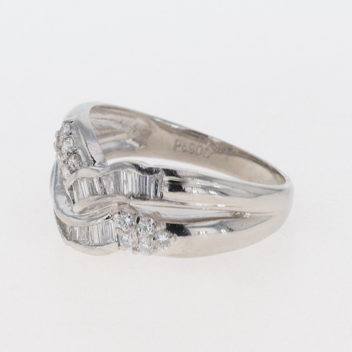メレダイヤ デザインリング プラチナ 指輪 リング 約14号 Pt900 ダイヤモンド レディース 【中古】