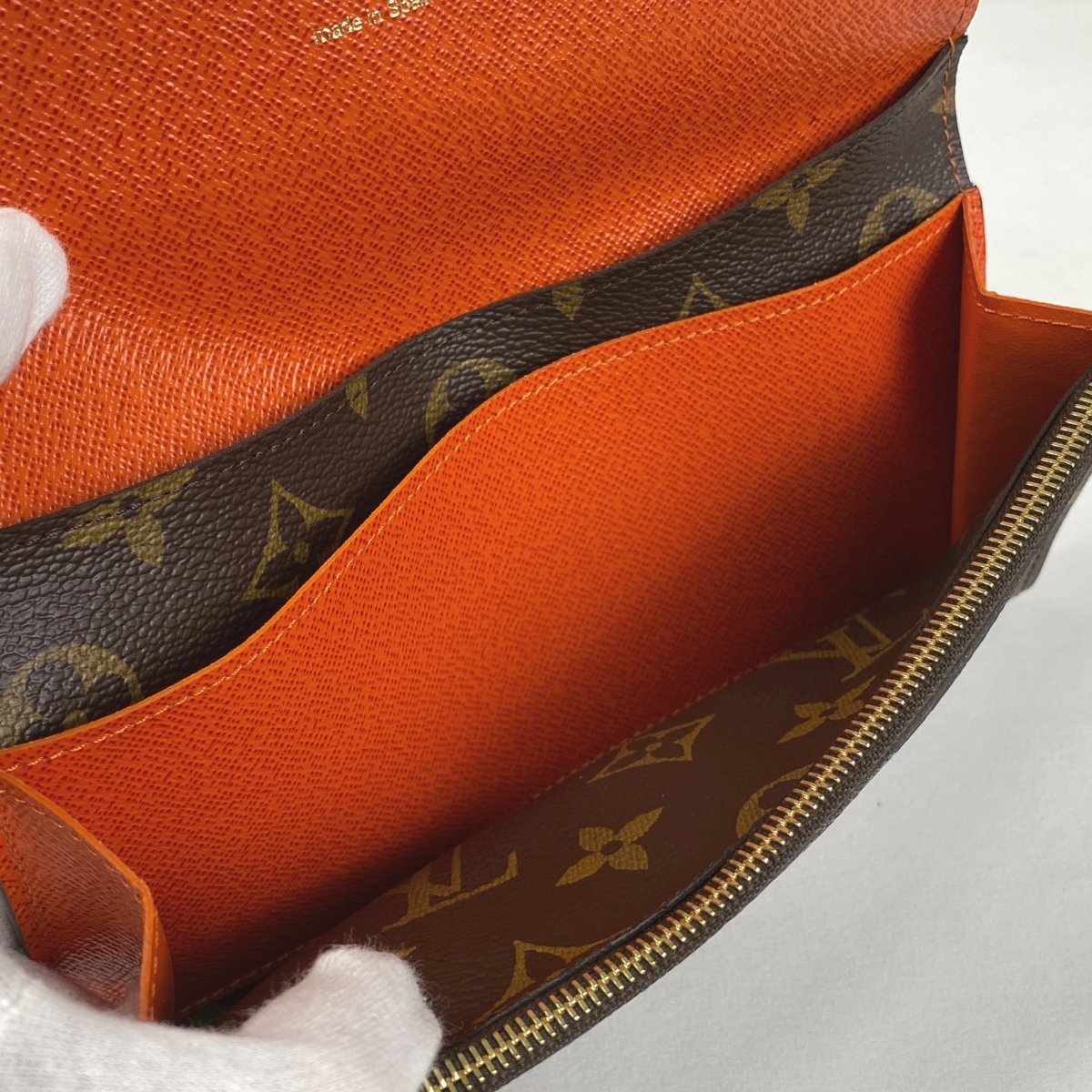 ルイ・ヴィトン Louis Vuitton ポルトフォイユ エミリー 二つ折り 長財布 モノグラム ブラウン ピモン(オレンジ) M60696 レディース  - 3