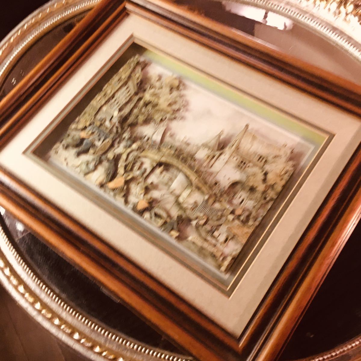  hot water cloth . antique Britain England Vintage wall decoupage wooden picture frame size H 29W 36D