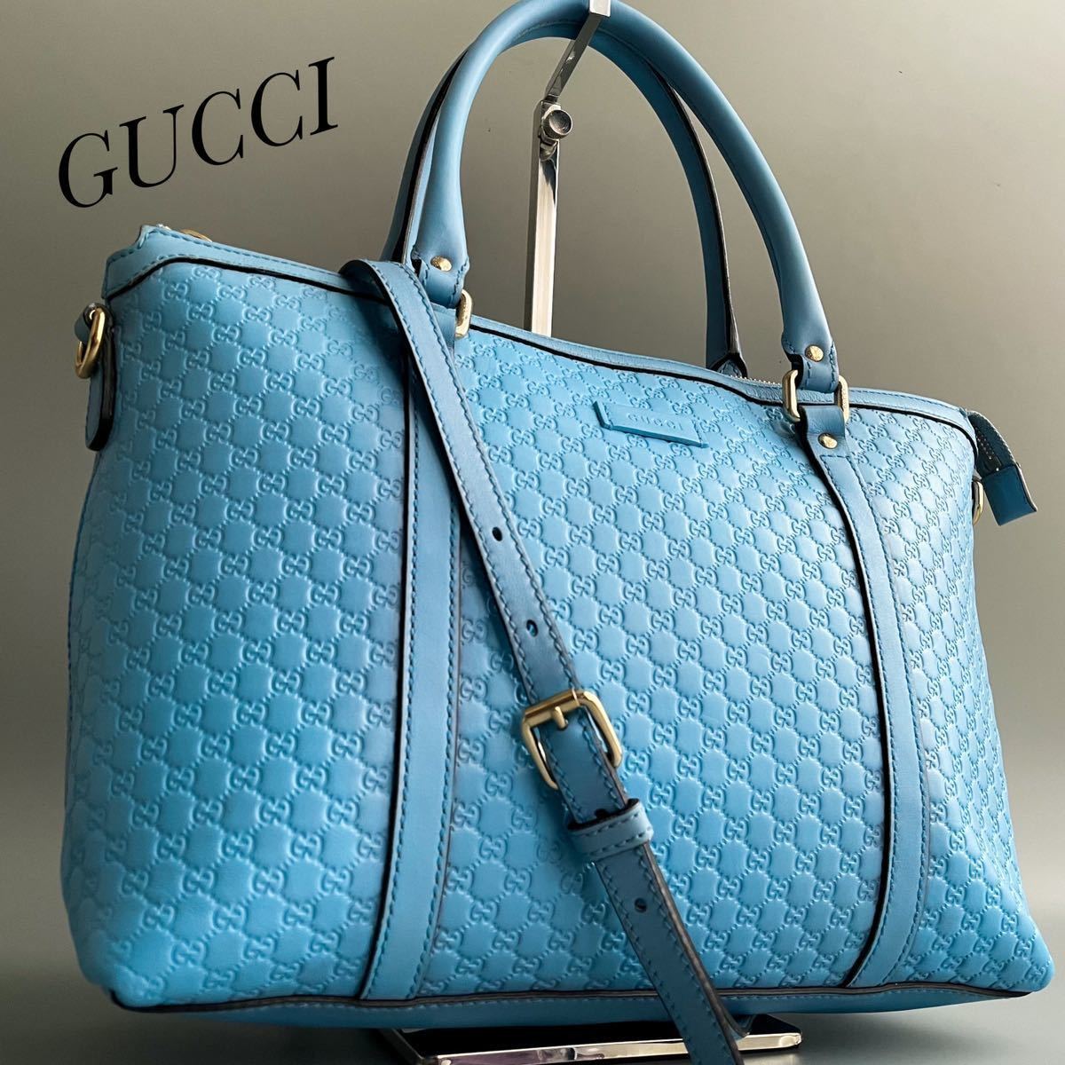 2021新発2021新発GUCCI マイクロ シマ ブルー 2way ハンドバッグ