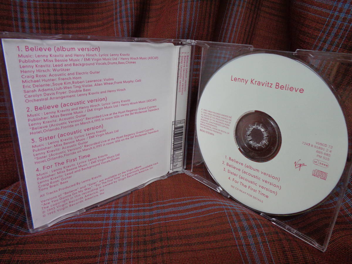 A#2630◆CD◆ レニー・クラヴィッツ - Believe / Sister / For The First Time LENNY KRAVITZ VUSCD 72_画像2
