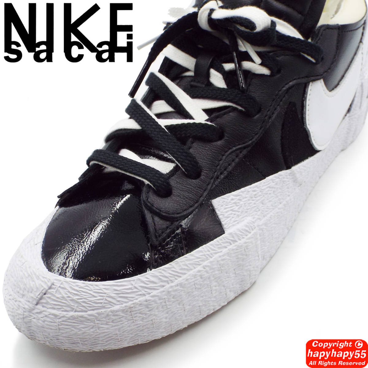 即完売■Sacai x Nike Blazer Low Black Patent◆コラボ スニーカー COMME des GARCONS コムデギャルソン JUNYA WATANABE eye bajra