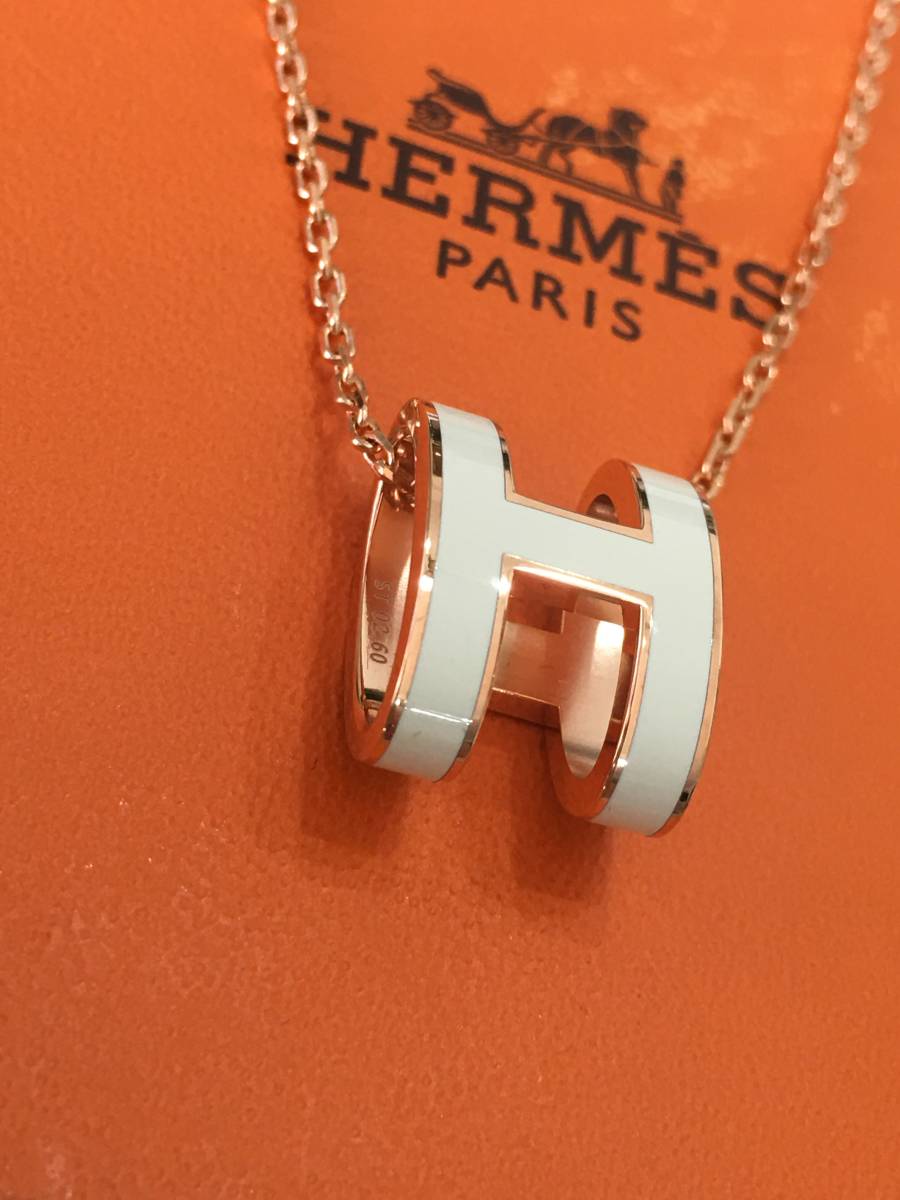 ヤフオク! - HERMES エルメス ポップアッシュ H ロゴ ネックレ...