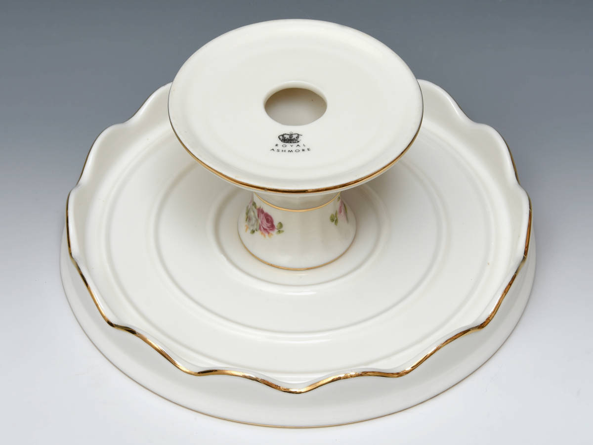 ROYAL ASHMORE ロイヤルアシュモア ロイヤルローズ ケーキスタンド 直径25㎝ 洋食器 皿 陶磁器 西洋美術　z4400o_画像5