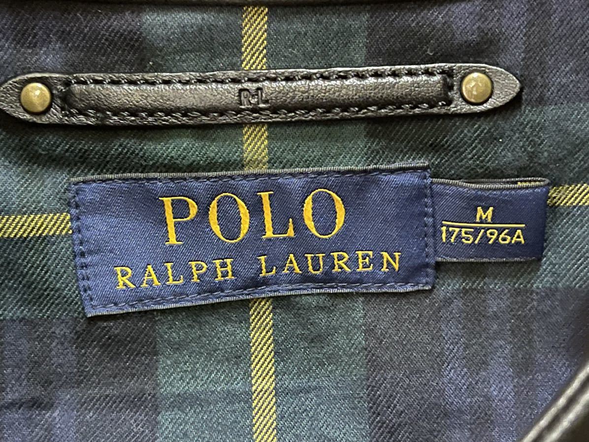 POLO LARPH LAUREN ポロラルフローレン 牛革 シングルライダース レザージャケット M USED 美品_画像7