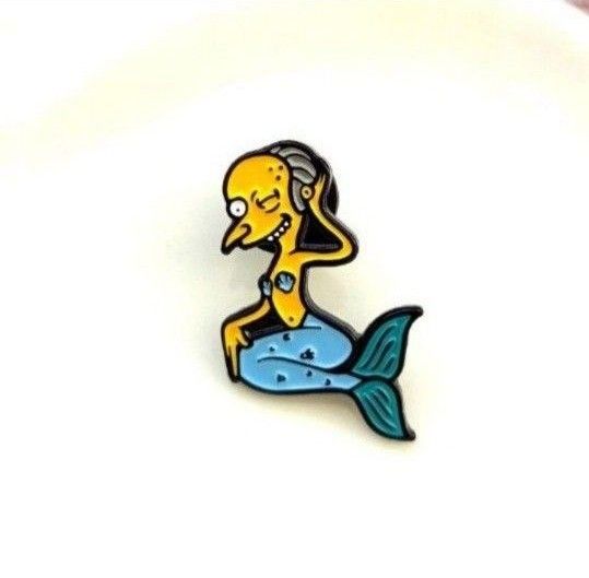 ザ・シンプソンズ★バーンズ社長のピンバッジ★新品未使用品　人魚　海外アニメ　ピンズ　ブローチ　pins