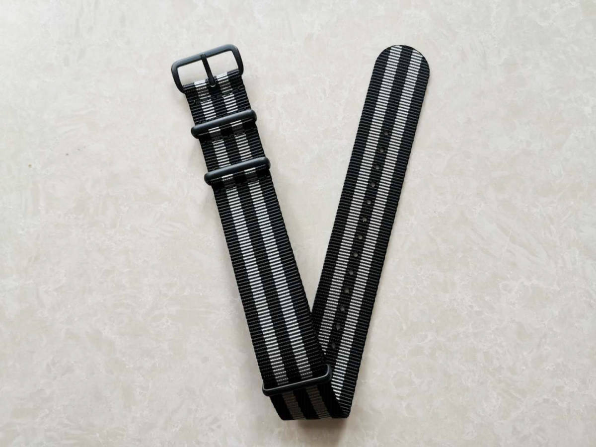 H22 NATO band knot belt nylon made 1 psc through . strap all black black tail pills seat belt 22mm wristwatch change band 