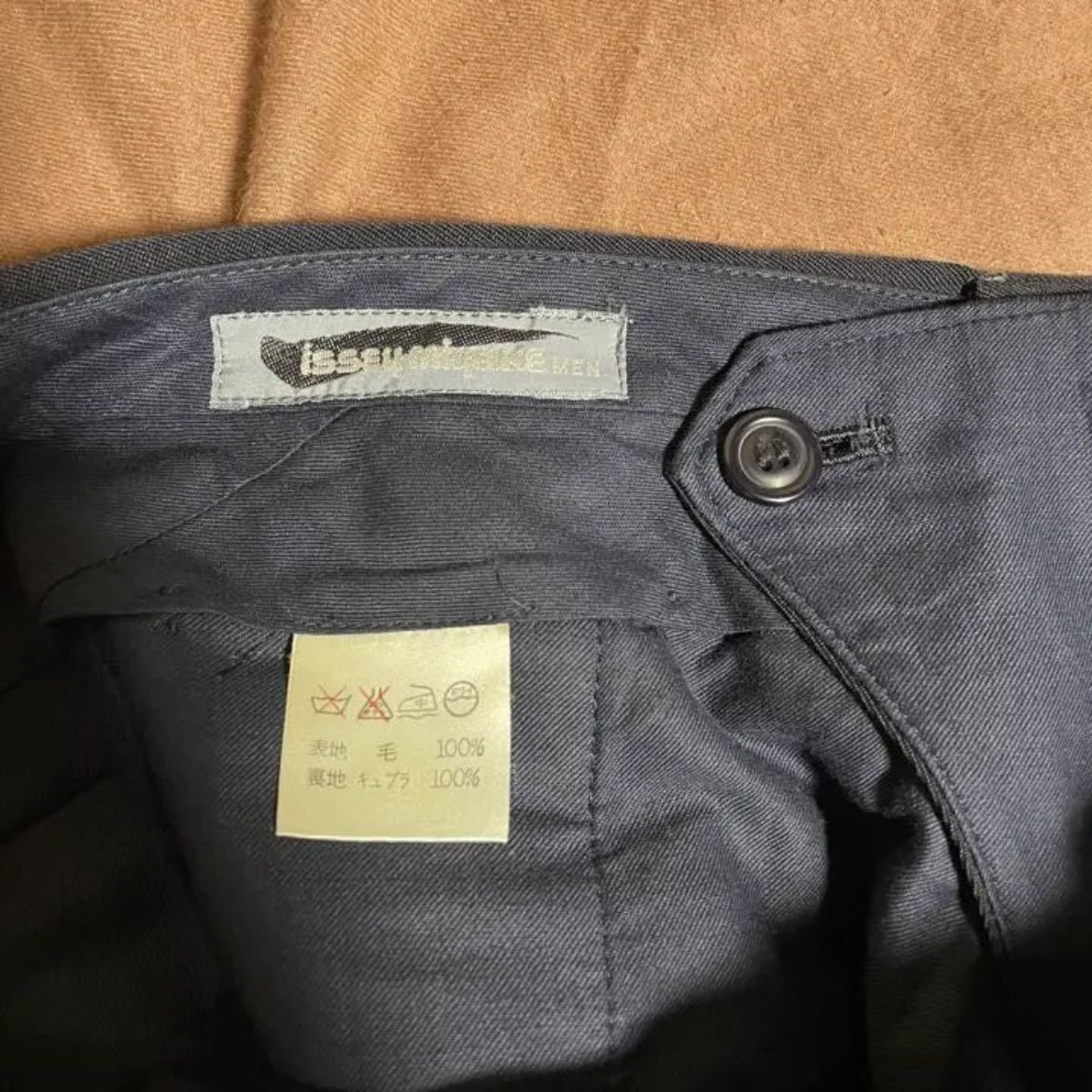 80s 筆タグ ISSEY MIYAKE MEN 2タック スラックス ネイビー