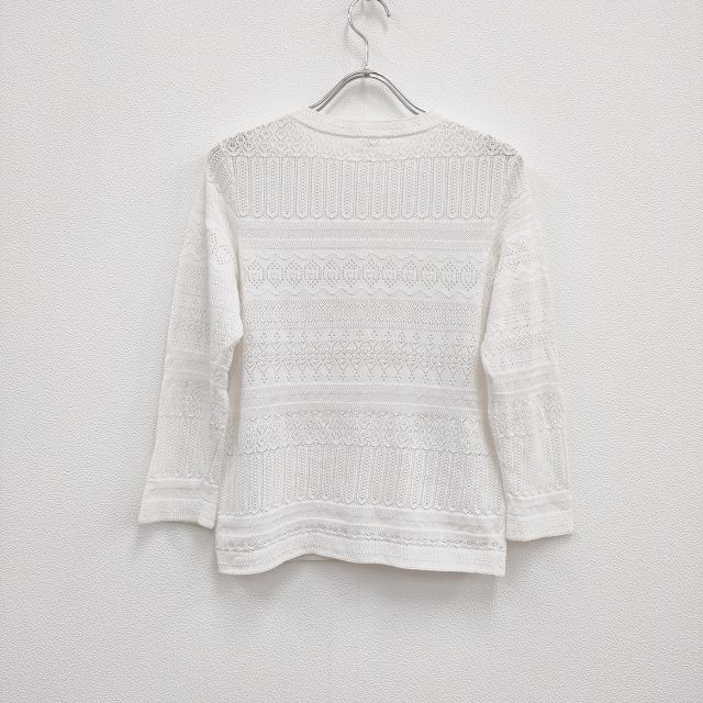 3-0122M♪ 45R/45rpm ニットレースCARDIGAN 定価35200円 サイズ3