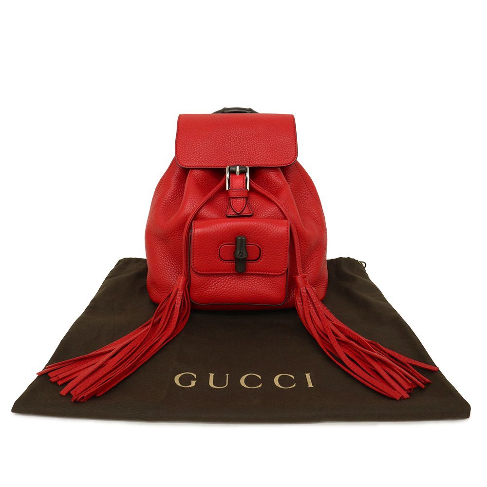 っており (未使用 展示品)グッチ GUCCI バンブー レザー リュック
