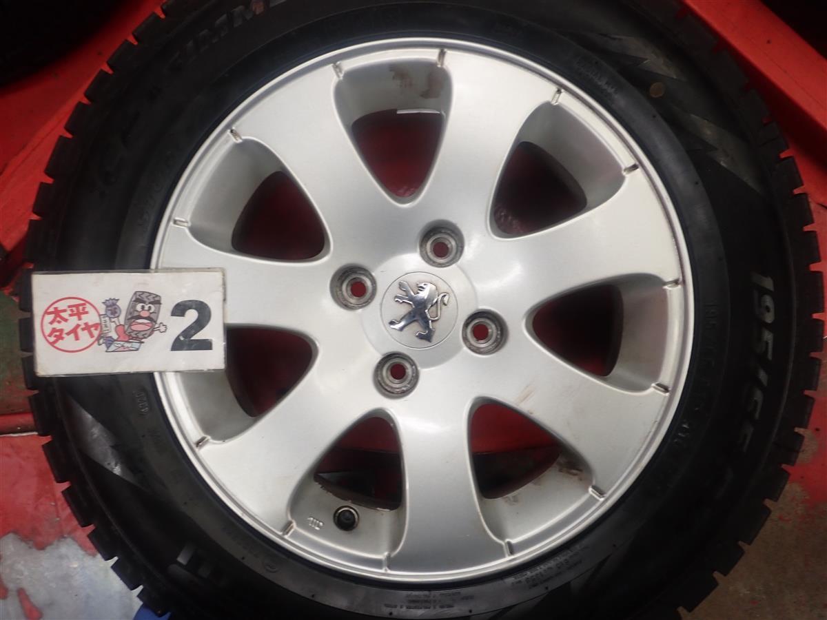 スタッドレス プジョー307純正7スポーク+ピレリアイスアシンメトリコプラス 195/65R15 9.5分山★stwt15_画像6