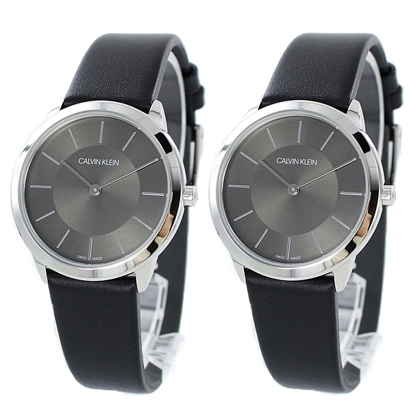 おそろい ペア ウォッチ 夫婦 友達 プレゼント ユニセックス 腕時計 2本組 カルバンクライン ブラックレザー 記念日 2023 