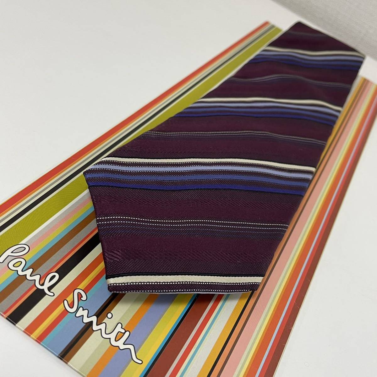 Paul Smith COLLECTION（ポールスミスコレクション） 小豆色ストライプネクタイ_画像1