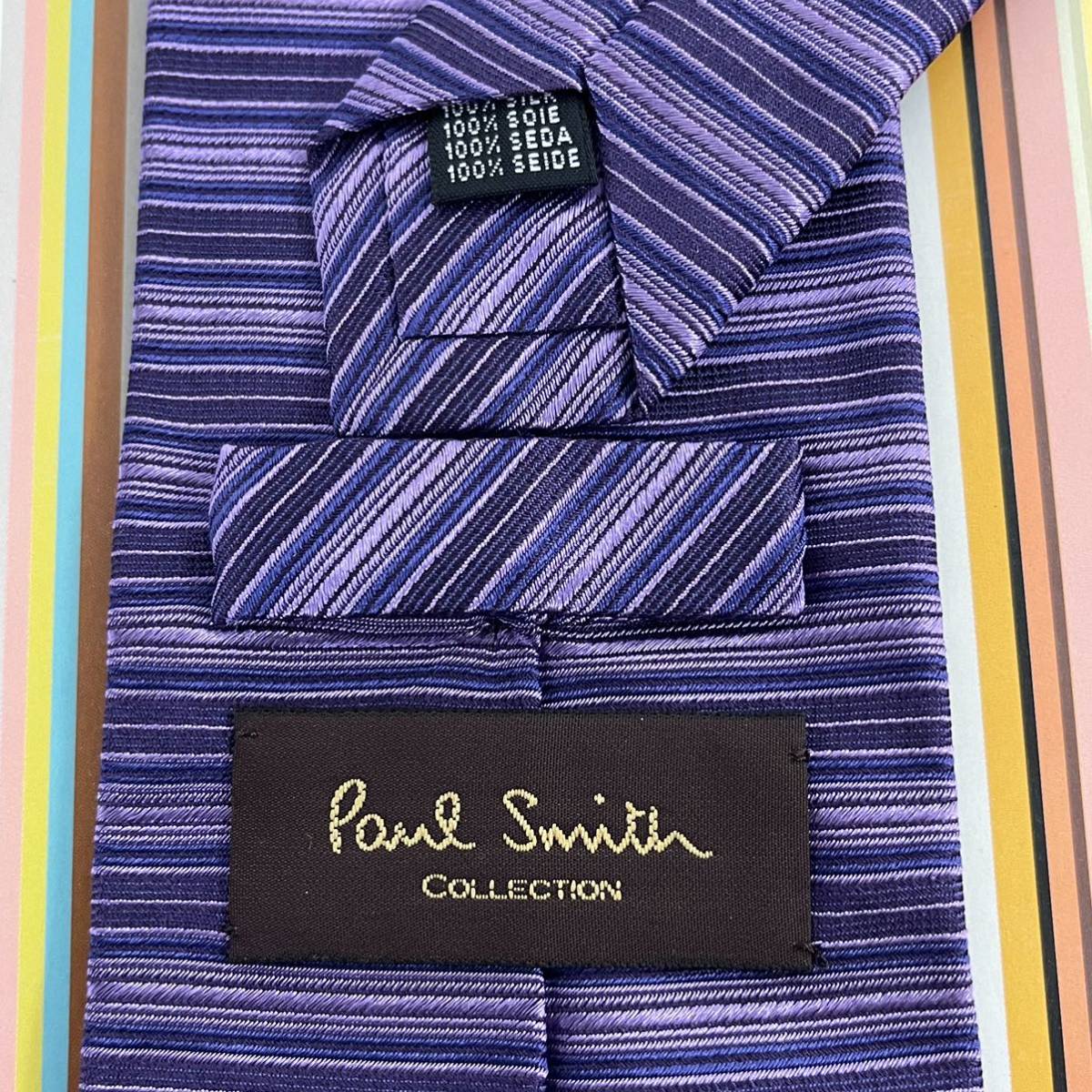 Paul Smith COLLECTION（ポールスミスコレクション） 紫ラインネクタイ_画像1