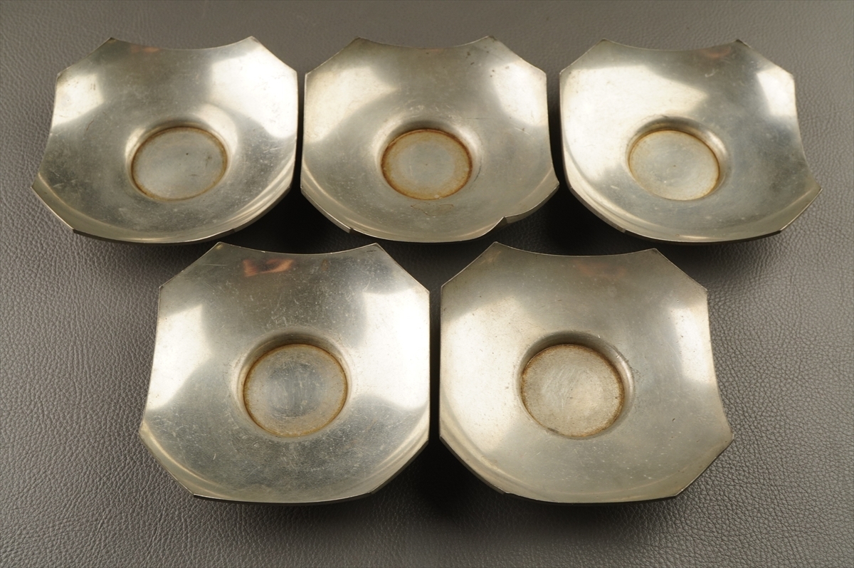 2020年のクリスマス 鹿児島村原製 錫 茶托 五客 e91◆刻印/総重量1373g/古美術 金属工芸 - wikitest.esn-spain.org