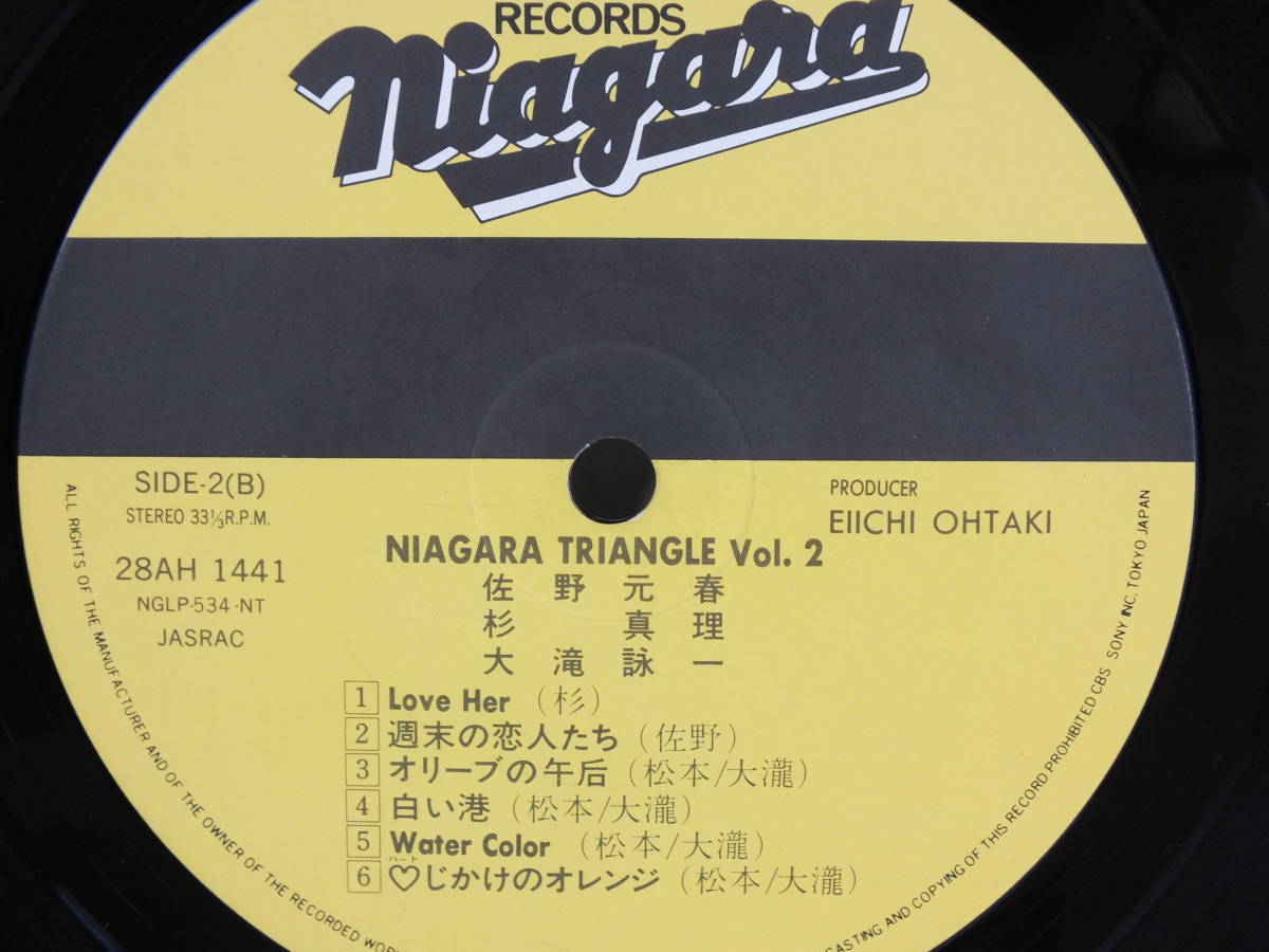 28AH 1441　NIAGARA 佐野元春　杉真理　大滝詠一　TRIANGLE VOL.2 LP 【8商品以上同梱で送料無料】_画像7