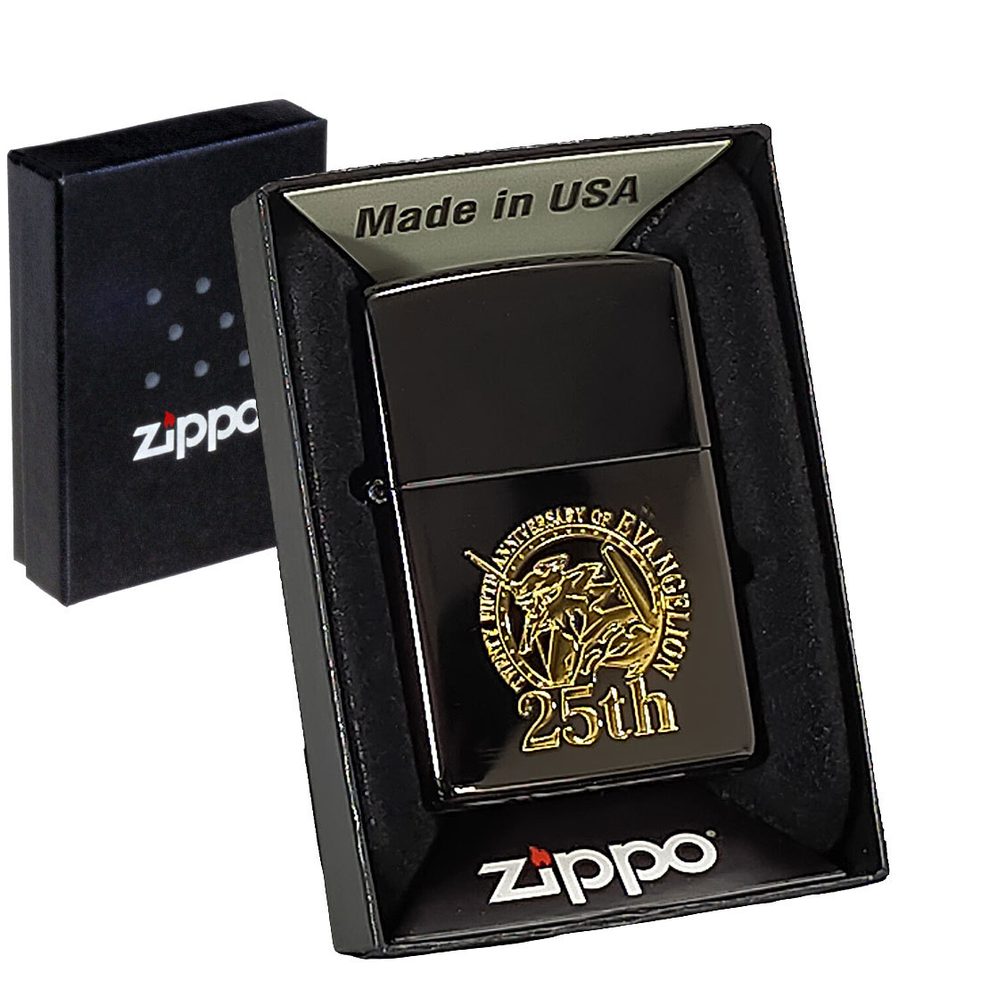 アニメ好きに！ エヴァンゲリオン 25th Anniversary ブラック＆ゴールド ZIPPO 永久保証 黒電着 ジッポー 渋い ZIPPOライター プレゼント_画像4