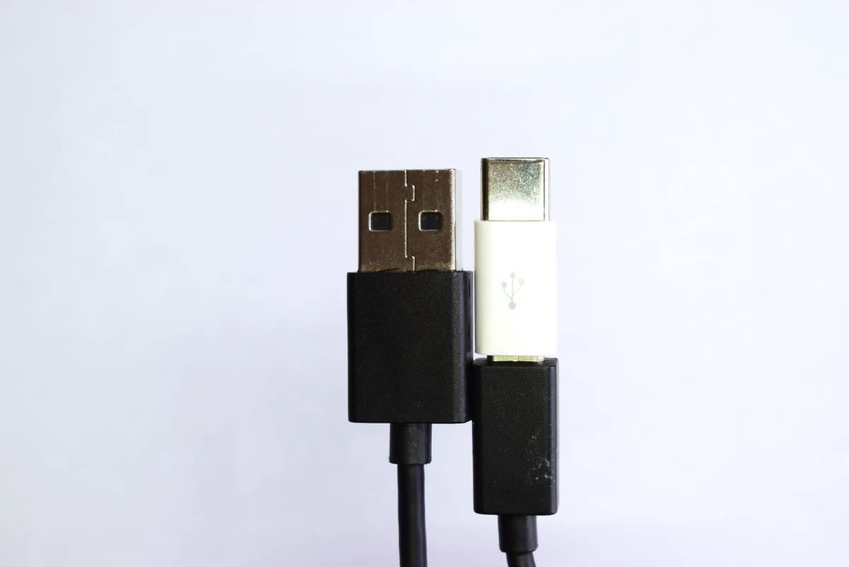 USBケーブル 黒 0.9m USB2.0 (USB A オス to Micro-B オス)＋スマホ用変換アダプター（ MicroUSB Type-C）_画像2