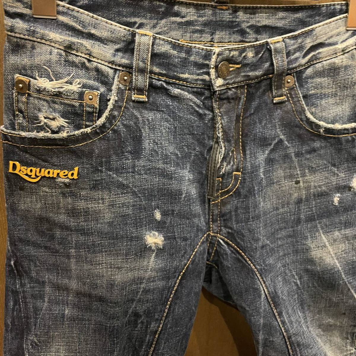  прекрасный товар DSQUARED2 Dsquared значок повреждение обработка джинсы Denim брюки 