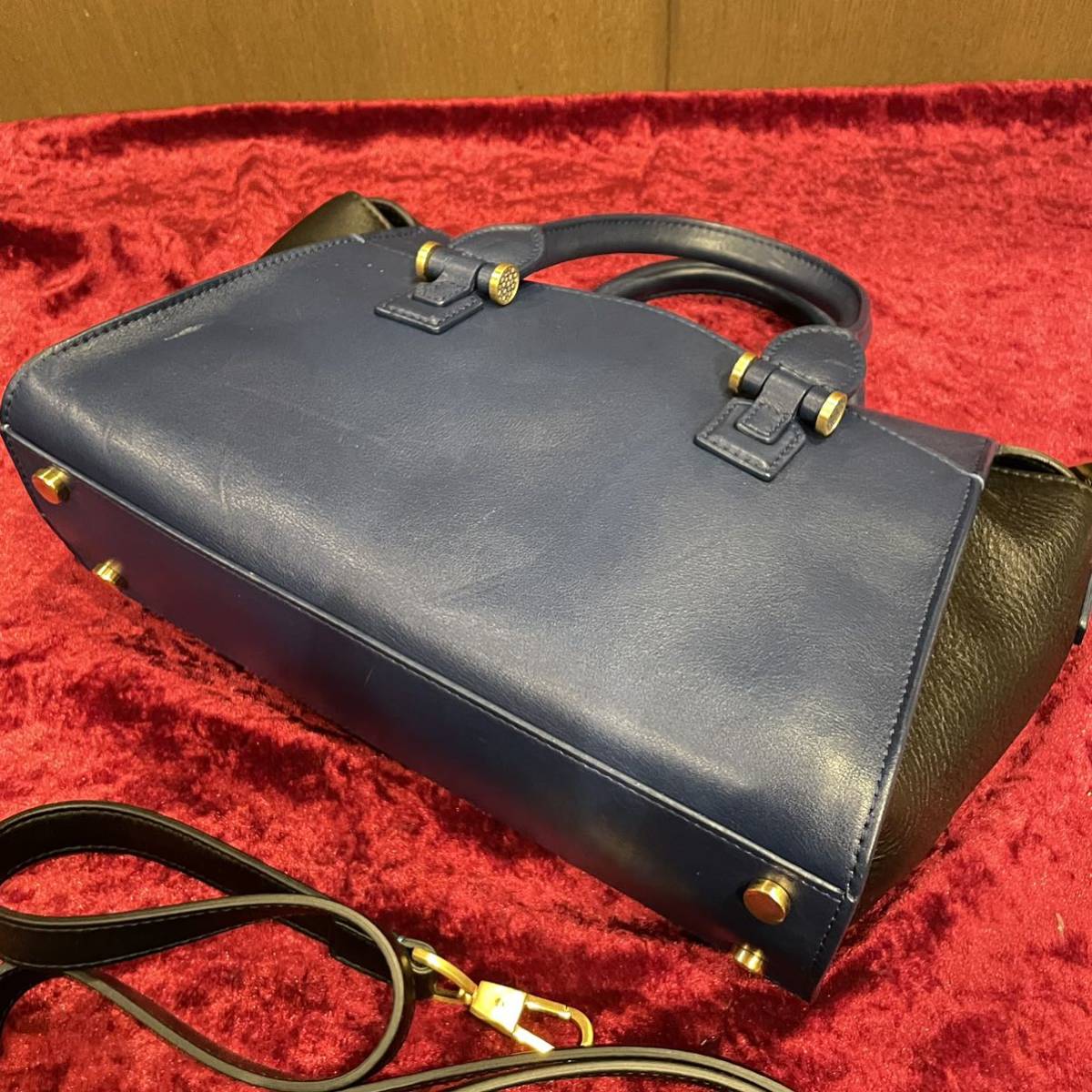 高級 SMYTHSON スマイソン バイカラー レザー 2way ハンドバッグ