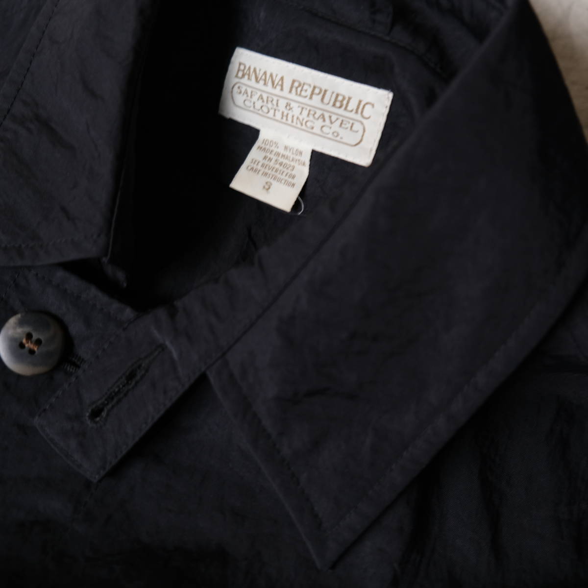 80s【 BANANAREPUBLIC 】オールド バナナリパブリック ブラック ナイロン コート / 黒 / S / ビンテージ 80年代 バナリパ 舊タグ