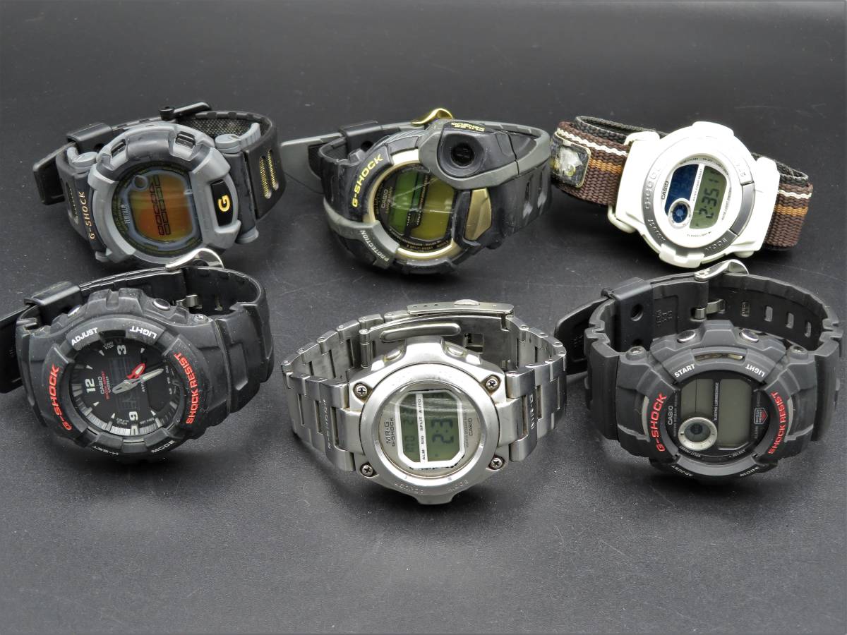 1円~ 山 ジャンク 稼働品含む カシオ G-SHOCK等 まとめ売り 6点セット 箱 保証書 アナデジ クォーツ メンズ 腕時計 KNNSV4912