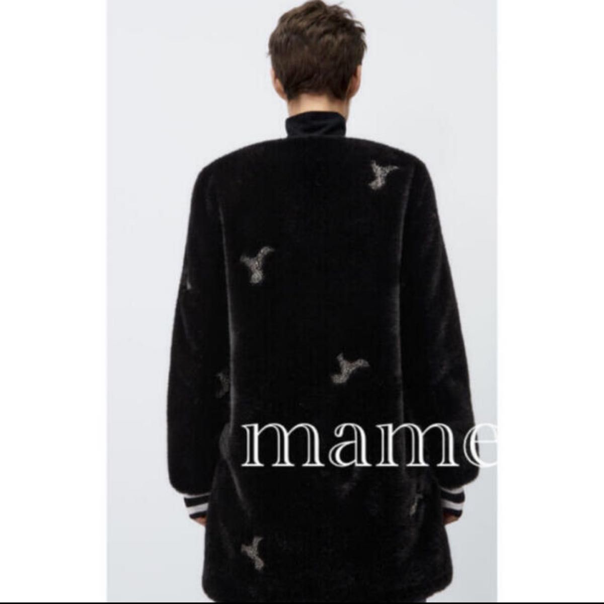 ZARA ビジュー付きフェイクファーコート ブラックXL 新品タグ ZARA ビジュー付きフェイクファーコート ブラックXL 新品タグ