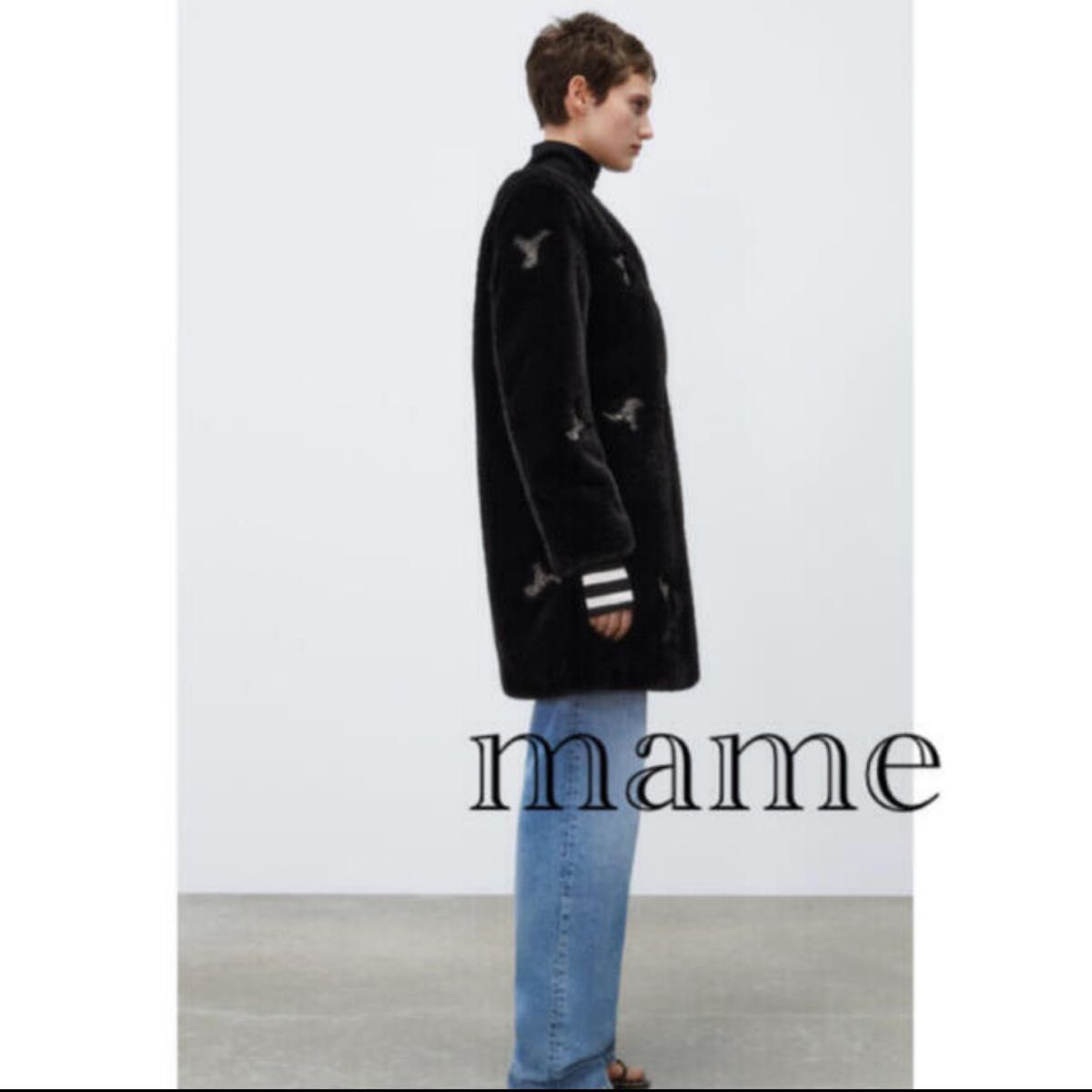 ZARA ビジュー付きフェイクファーコート ブラックXL 新品タグ ZARA ビジュー付きフェイクファーコート ブラックXL 新品タグ