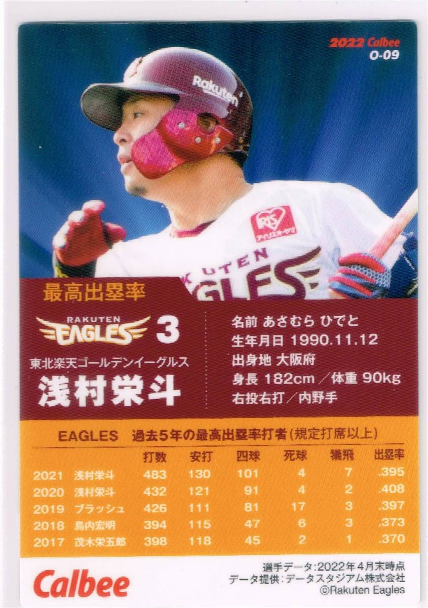 2022 カルビー プロ野球チップス カード 第2弾 最高出塁率カード #O-09 東北楽天ゴールデンイーグルス 浅村栄斗_裏面