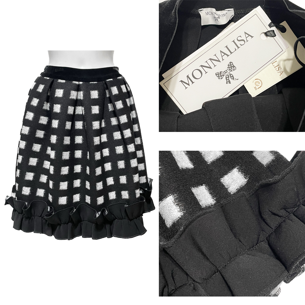 Monnalisa スカート 150cm チェック 黒 - スカート