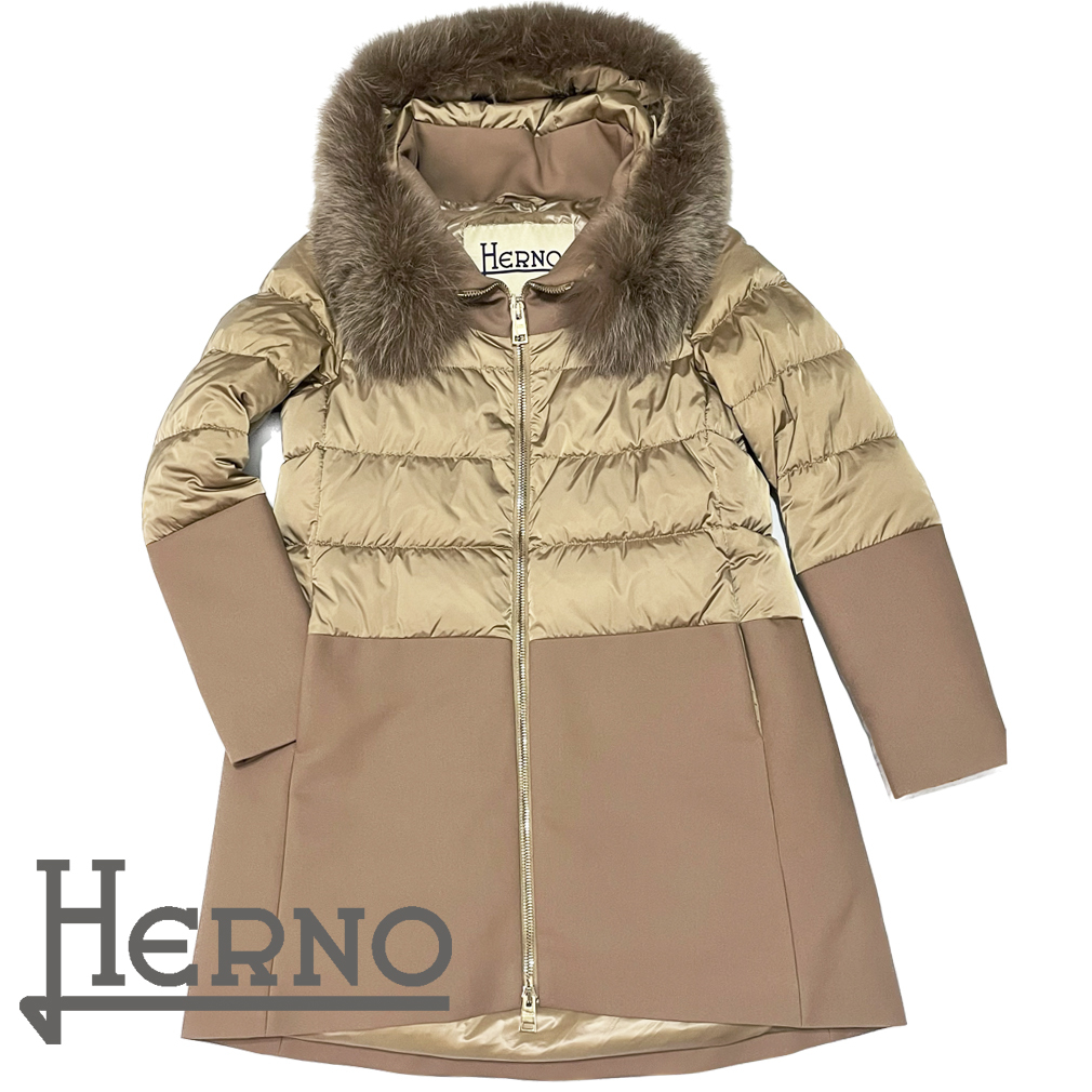 タグ付き新品【HERNO ヘルノ】ガールズ 切り替え ダウンコート-