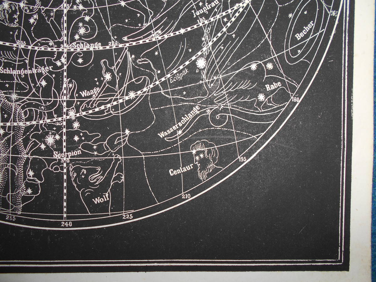 即決1850年頃ドイツ版『スミス図解天文学図25　春の星座』天文暦学書アンティーク、星図、星座早見盤　Astronomy, Star map, Planisphere_画像8