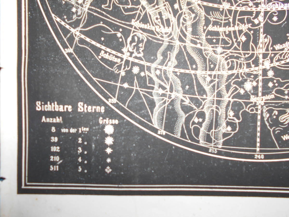 即決1850年頃ドイツ版『スミス図解天文学図25　春の星座』天文暦学書アンティーク、星図、星座早見盤　Astronomy, Star map, Planisphere_画像7