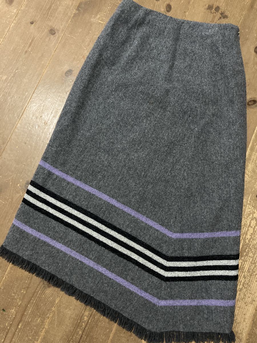 [ осень-зима ]BURBERRYLONDON Burberry London женский 7 номер шерсть юбка бахрома юбка серый 