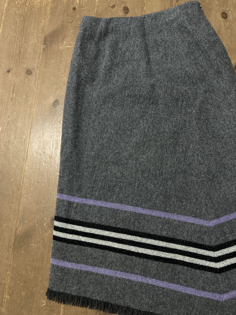[ осень-зима ]BURBERRYLONDON Burberry London женский 7 номер шерсть юбка бахрома юбка серый 