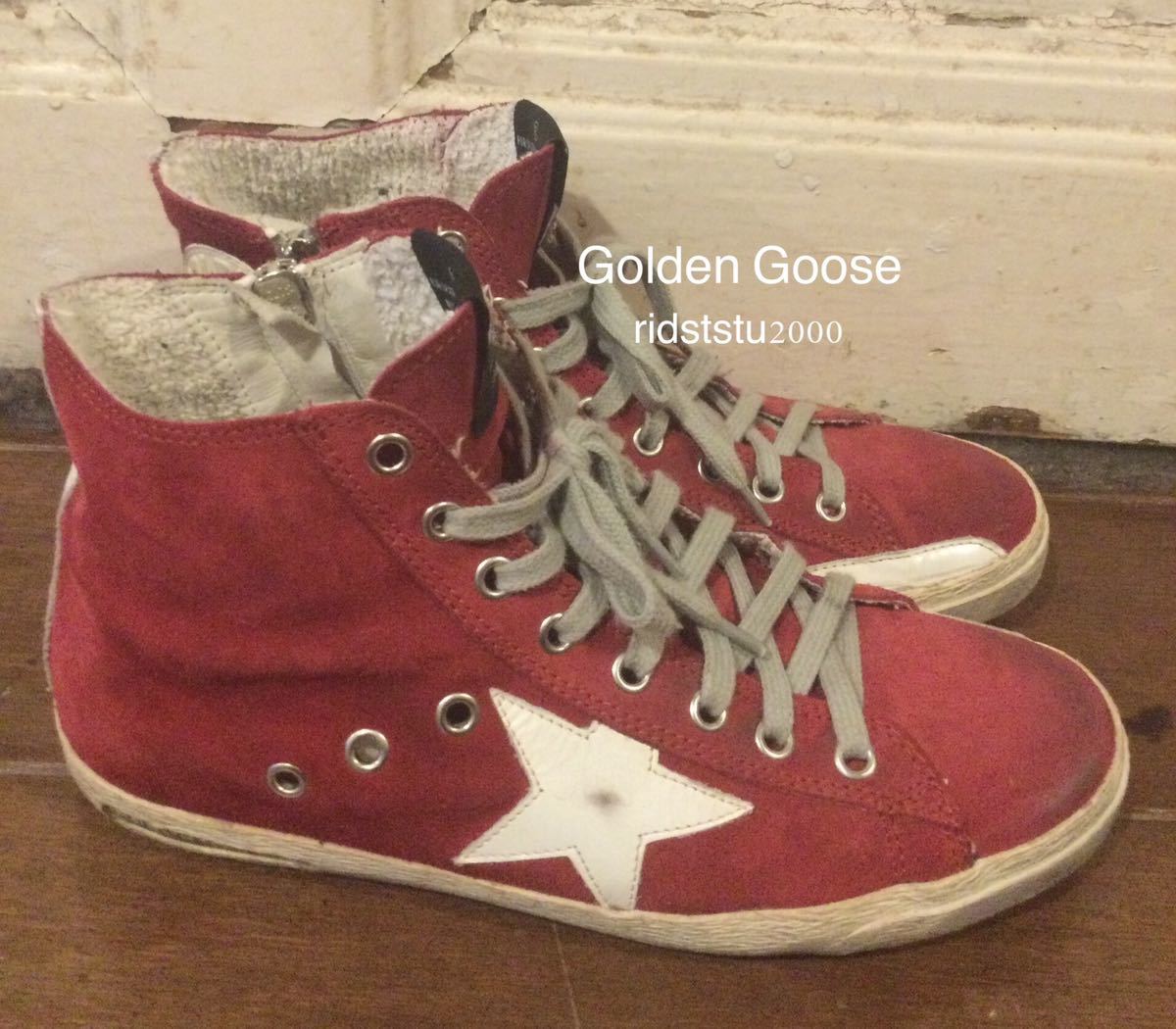 希少 Golden Goose ゴールデングース ハイカットスニーカー 37 レッド/検luxeトゥジュー ネストローブCONVERSE _画像2