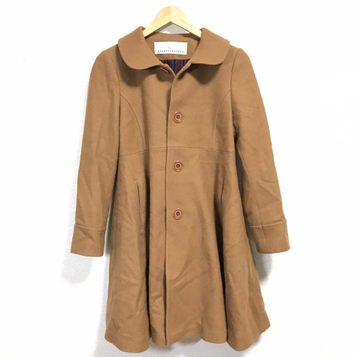 H2236dL сделано в Японии sunao kuwahara Sunao Kuwahara размер M A линия пальто длинное пальто оттенок коричневого женский осень-зима подкладка полоса 
