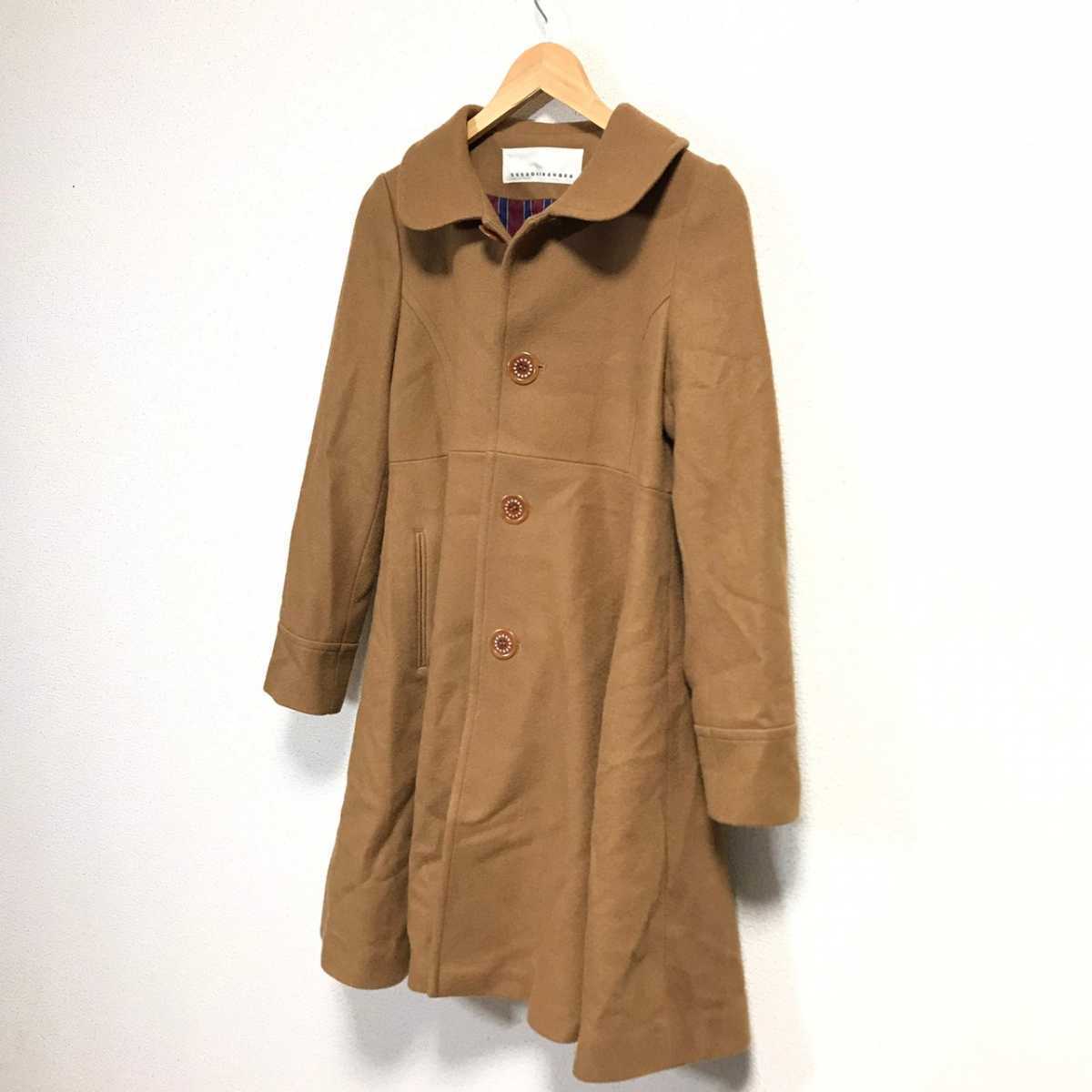 H2236dL сделано в Японии sunao kuwahara Sunao Kuwahara размер M A линия пальто длинное пальто оттенок коричневого женский осень-зима подкладка полоса 