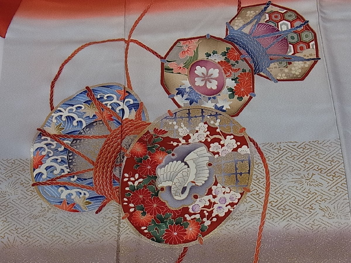 平和屋着物□豪華振袖 飛鶴吉祥文 暈し染め 逸品 金彩 th1278 振袖