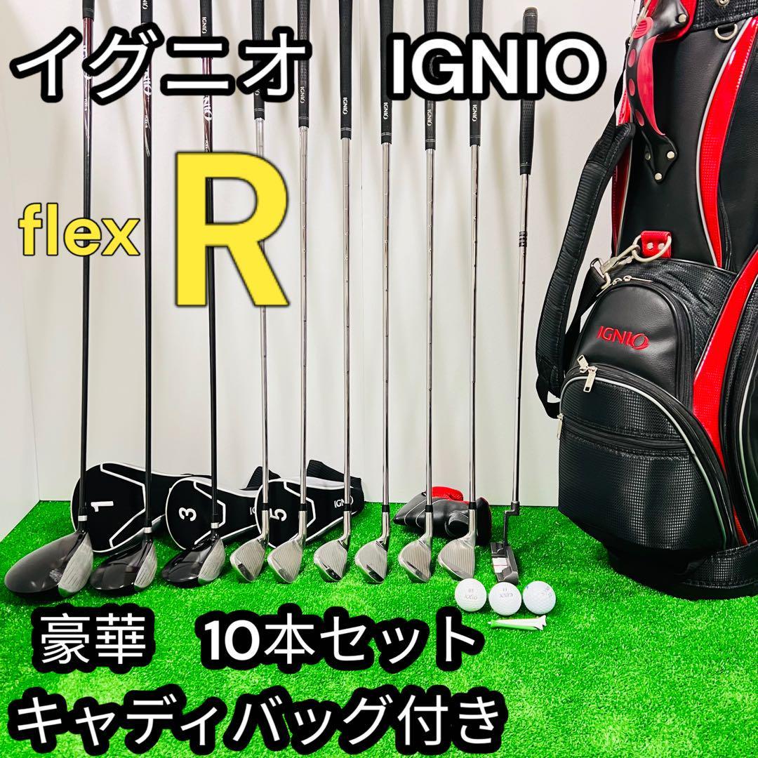 IGNIO 初心者おすすめ 豪華10本ゴルフセット メンズ 右利き用 flexR-