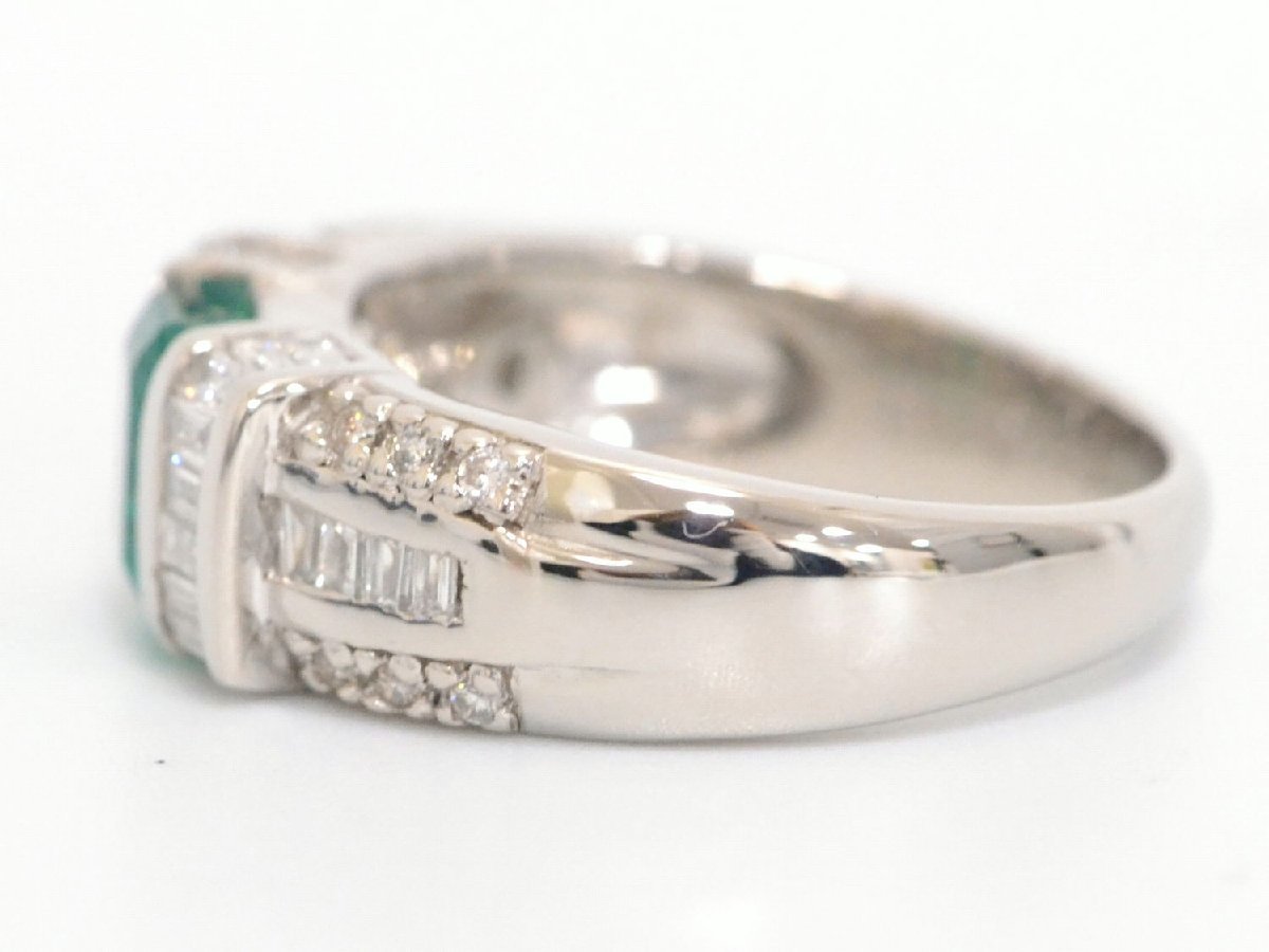 本物 エメラルド 0.70ct ダイヤモンド 0.65ct Pt900 リング 指輪 11号